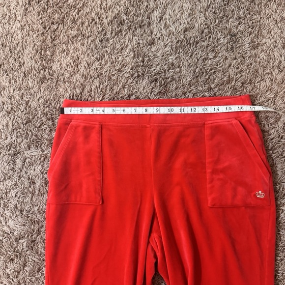 Juicy Couture Velour Tracksuit Y2K Red With Silver Logo Hoodie (XL) & Pants (L) - Picture 9 of 10